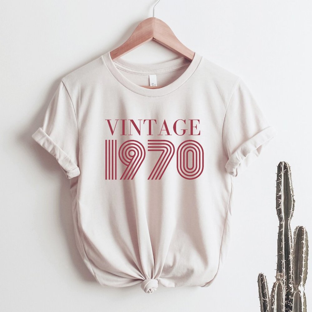 Custom 50th Birthday Tshirt Vintage 1970 Retro NEW